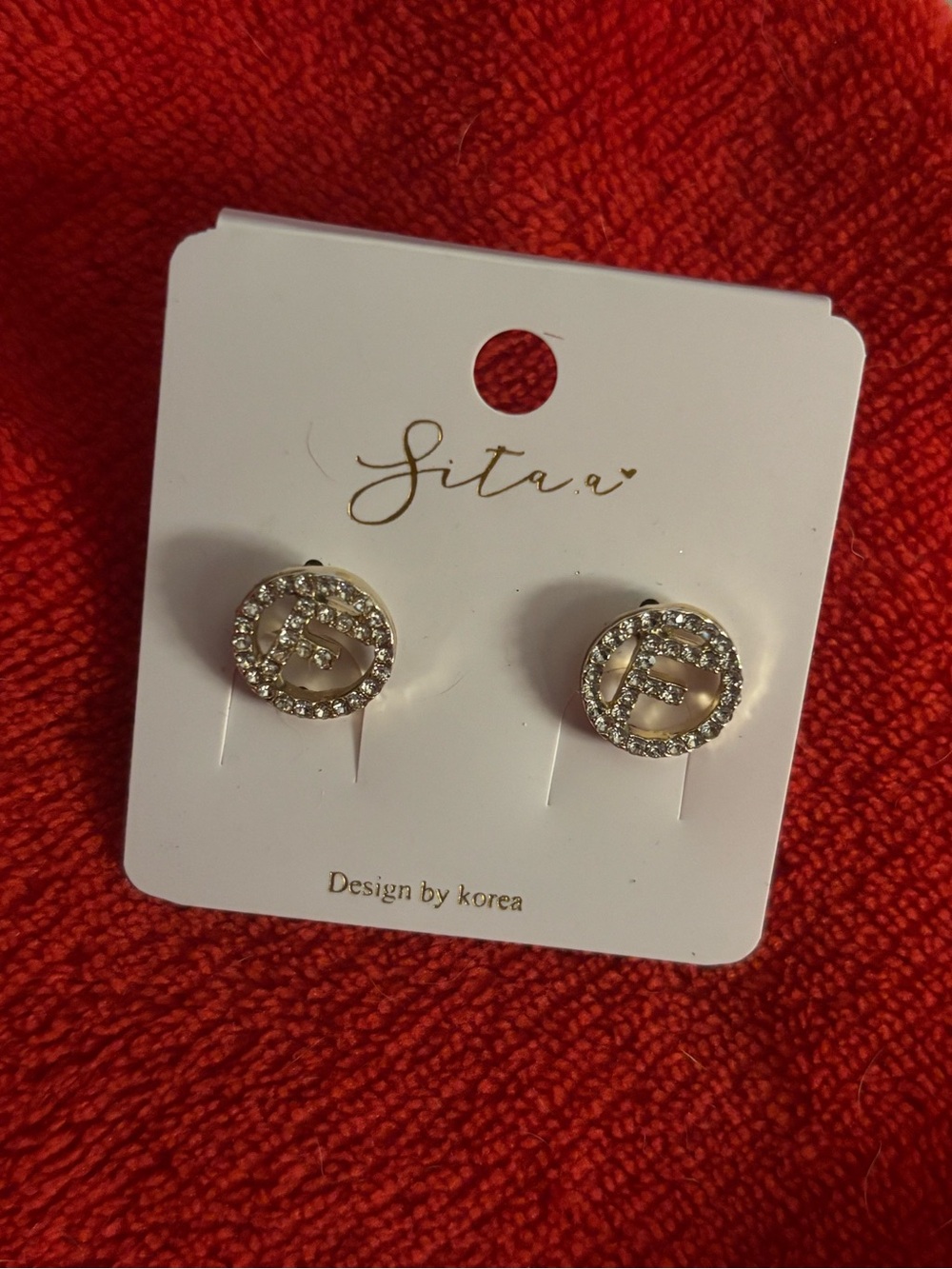 Crystal Circle Stud Earrings - Gold and Clear